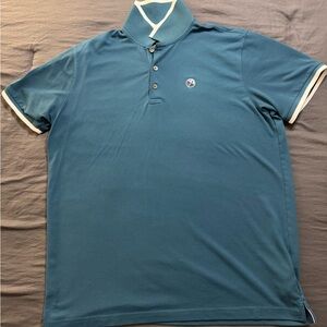 Puma Teal Polo with White Contrast Trim